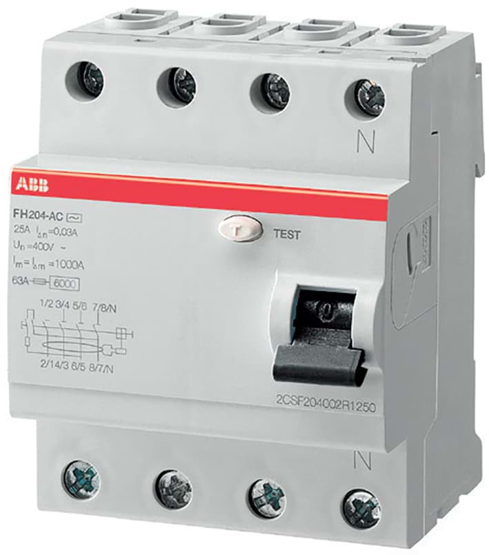 aardlekschakelaar 63A 4-polig  30mA type-A 4-module 6kA