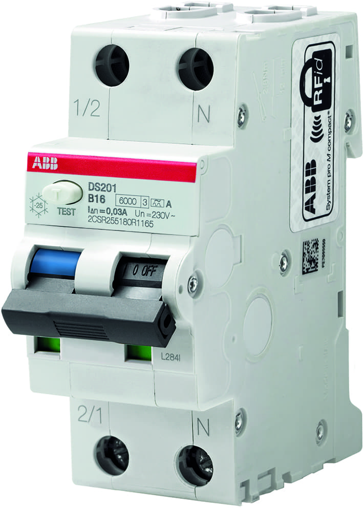 aardlekautomaat 10A 1-polig+nul 30mA C-kar 2-module 6kA