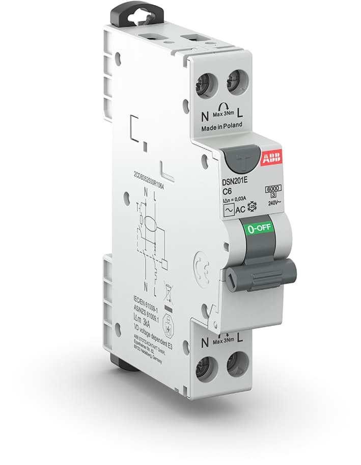 aardlekautomaat 16A 1-polig+nul 30mA C-kar 1-module 6kA spanningafhan