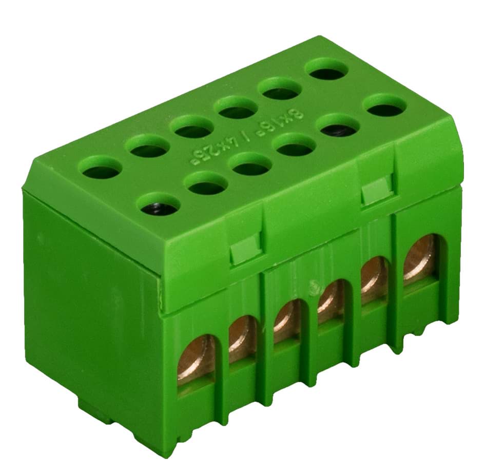 Verdeelklem 1F 4x16+8x10mm2 groen