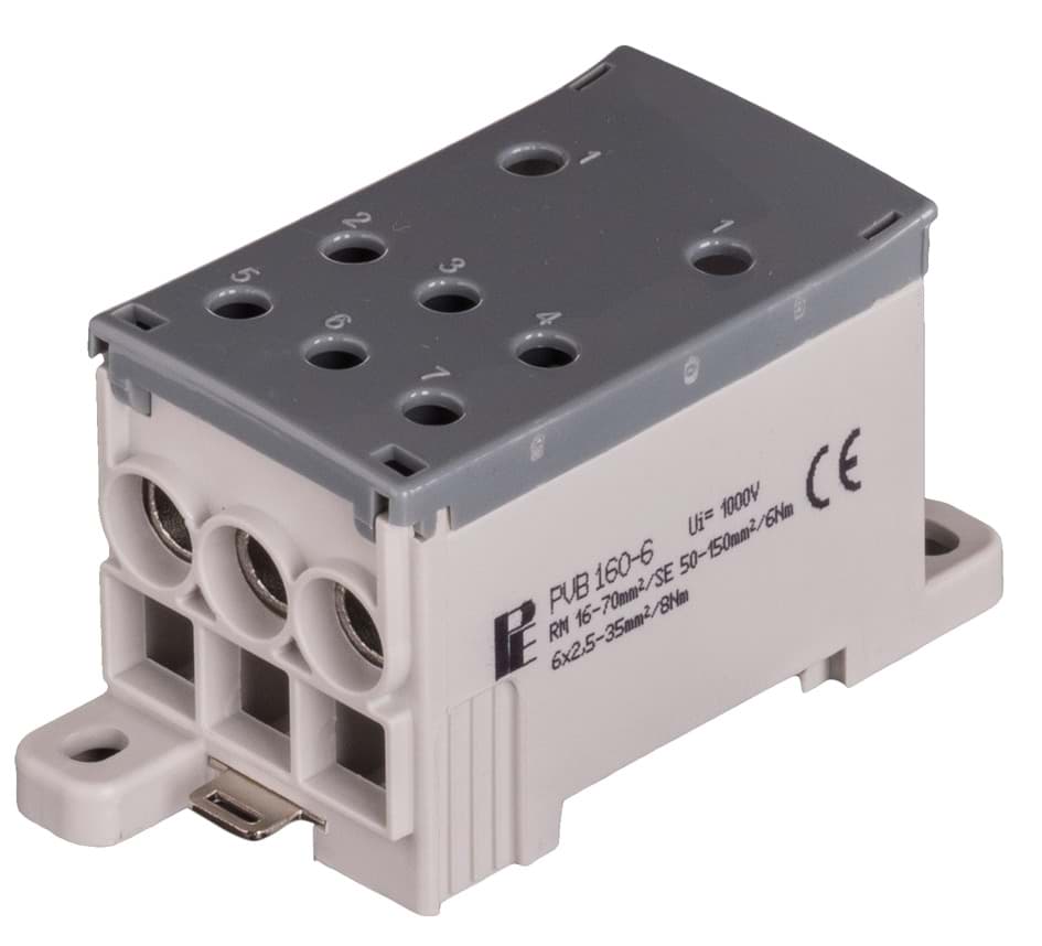 Verdeelblok 1F 10-70>6x1,5-25 160A PVB