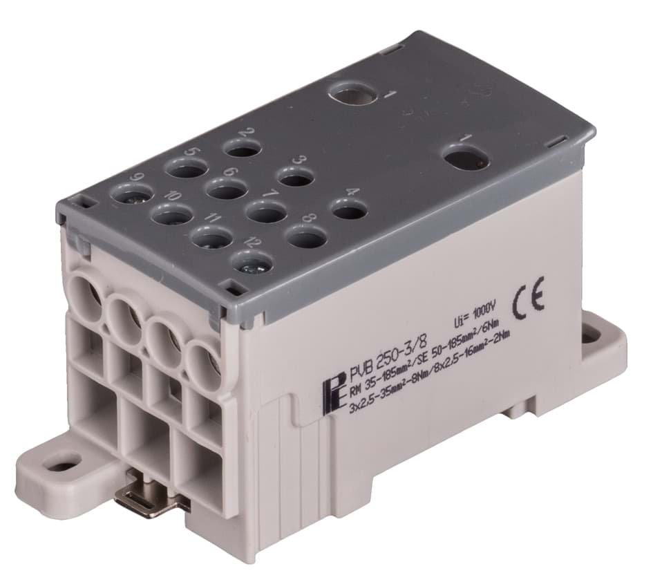Verdeelblok 1F 25-120>3x1,5-25+8x1,5-10 250A PVB
