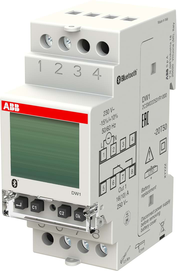 Schakelklok DW1 digitaal Wekelijks 1 kanaal 2 module ABB