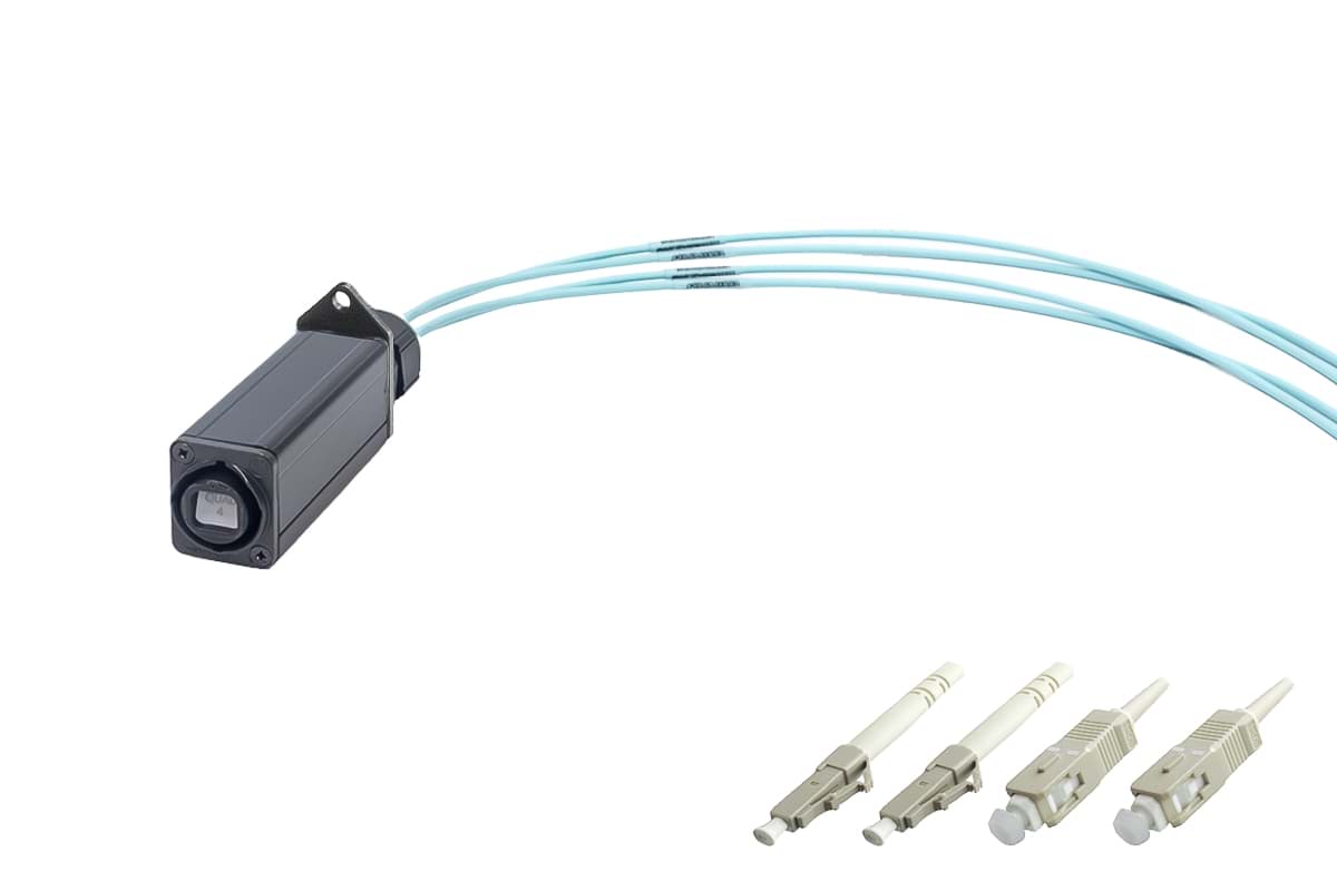 Fiber BreakOut opticalCON QUAD > 4x 0.5m 2LC/2SC MultiMode OM3