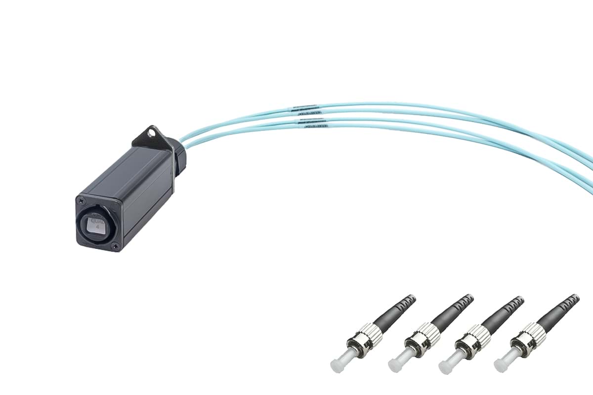 Fiber BreakOut opticalCON QUAD > 4x 0.5m ST MultiMode OM3