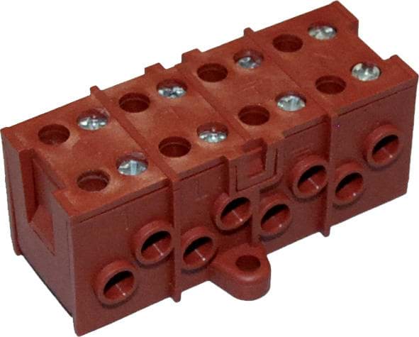 klemmenstrook 4x dubbel-polig 4mm2 schroef 32A PA66 T125