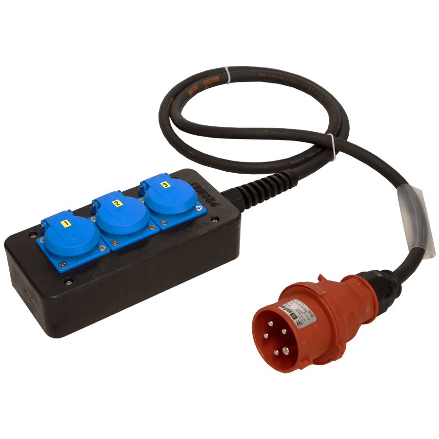 H07RNF 2,5mm2 CEE 5 pin 16A 400V rood 1.5m > rubblok3v Bals