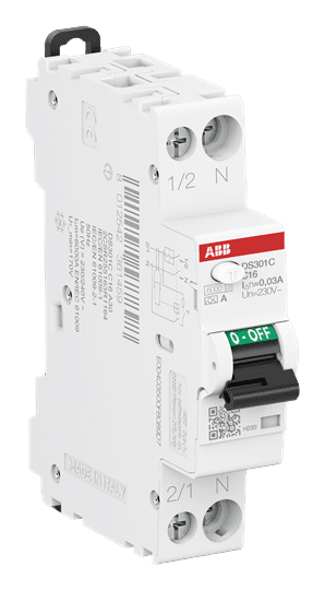aardlekautomaat 16A 1-polig+nul 30mA C-kar 1-module 6kA