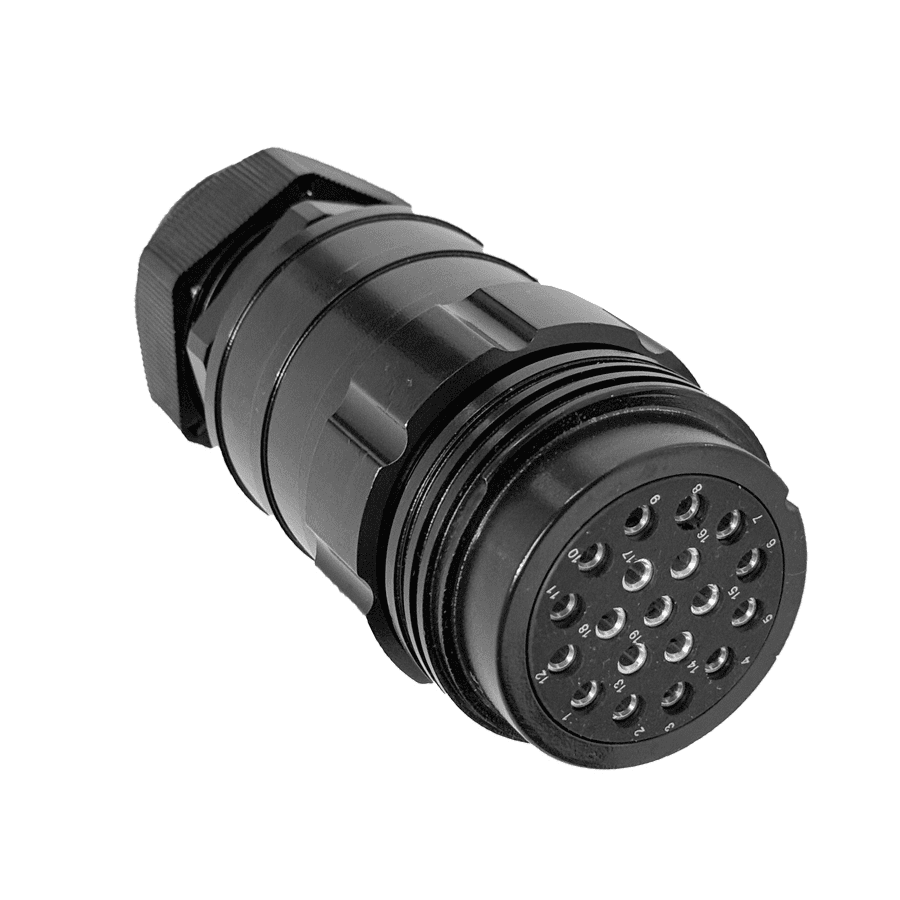 Showline 19 pin cable connector w/out nut fem d15-28 black solder 1-19