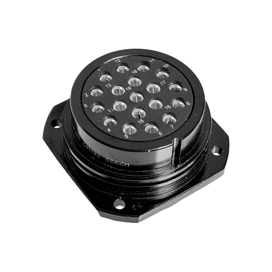 Showline 19 pin panel w/out nut fem. black solder 1-19
