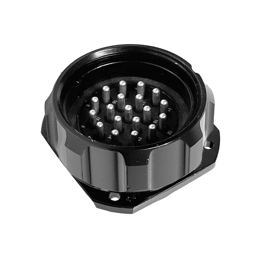 Showline 19 pin panel with nut male black solder 1-19