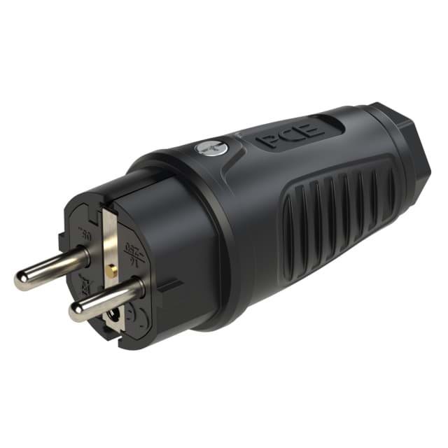 stekker randaarde+busaarde volrubber-TPE zwart Taurus2 PCE