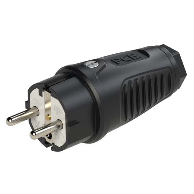 stekker randaarde+busaarde rubber-TPE zwart Taurus2 PCE