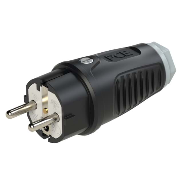 stekker randaarde+busaarde rubber-TPE zwart/donkergrijs Taurus2 PCE