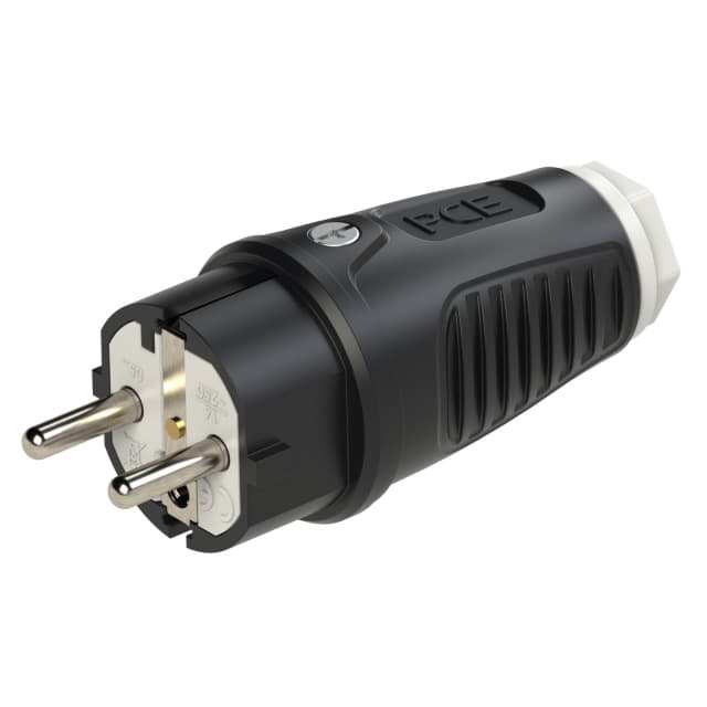 stekker randaarde+busaarde rubber-TPE zwart/wit Taurus2 PCE