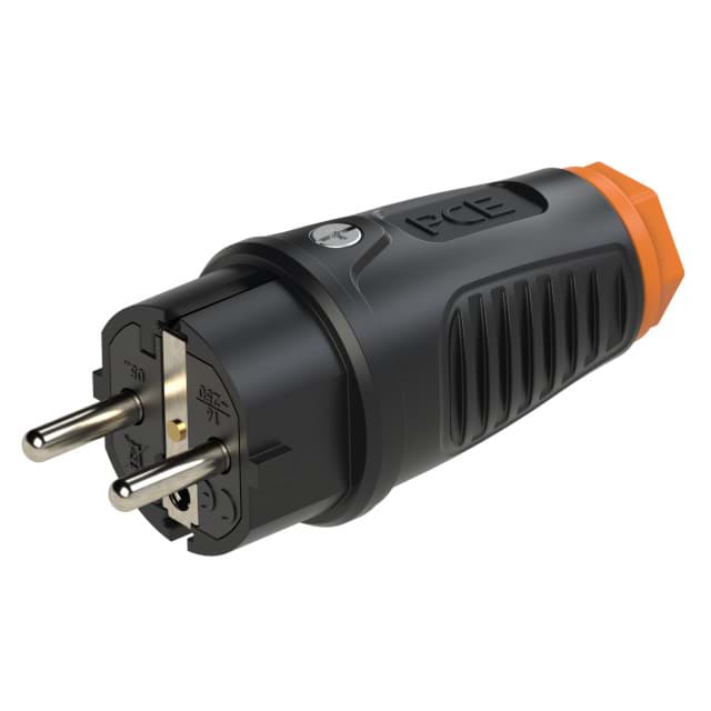 stekker randaarde+busaarde volrubber-TPE zwart/oranje Taurus2 PCE