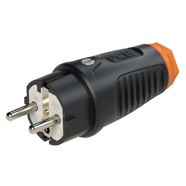 stekker randaarde+busaarde rubber-TPE zwart/oranje Taurus2 PCE