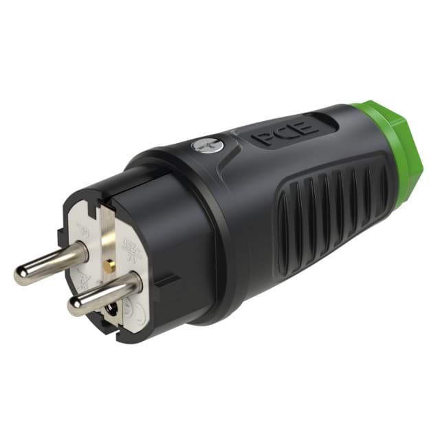 stekker randaarde+busaarde rubber-TPE zwart/groen Taurus2 PCE