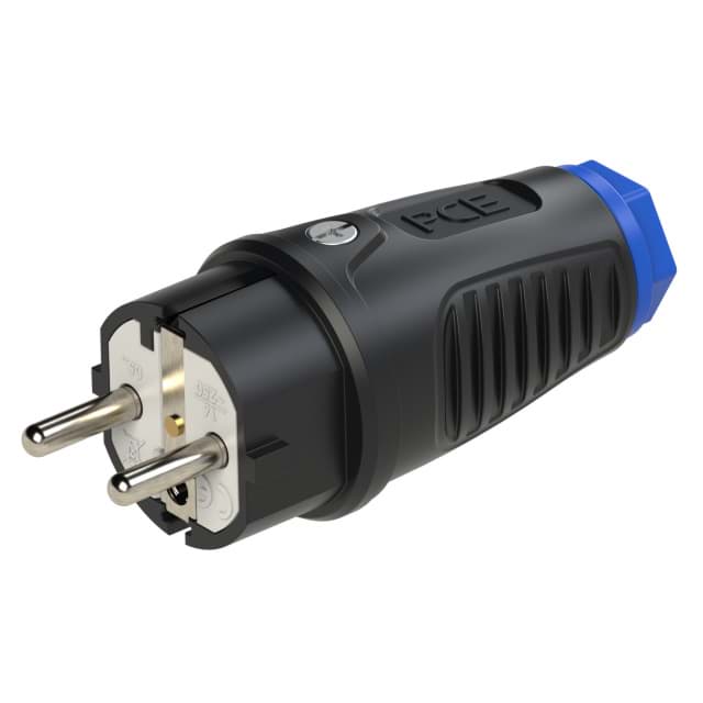 stekker randaarde+busaarde rubber-TPE zwart/blauw Taurus2 PCE