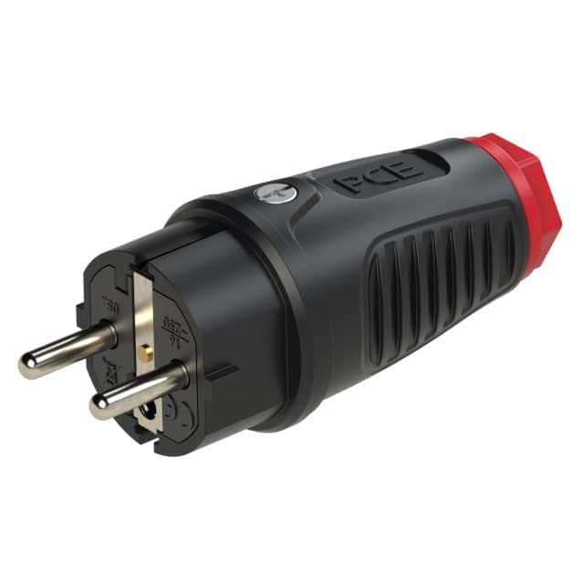 stekker randaarde+busaarde volrubber-TPE zwart/rood Taurus2 PCE