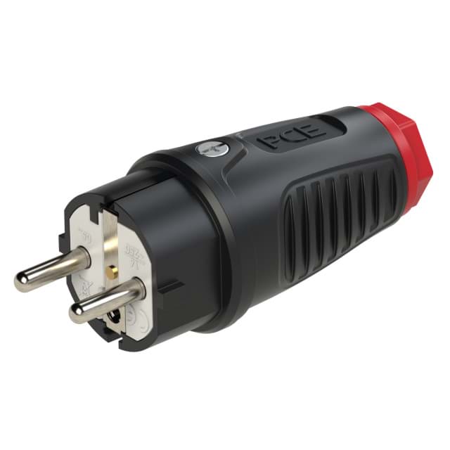 stekker randaarde+busaarde rubber-TPE zwart/rood Taurus2 PCE