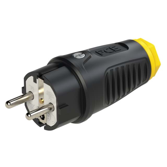 stekker randaarde+busaarde rubber-TPE zwart/geel Taurus2 PCE