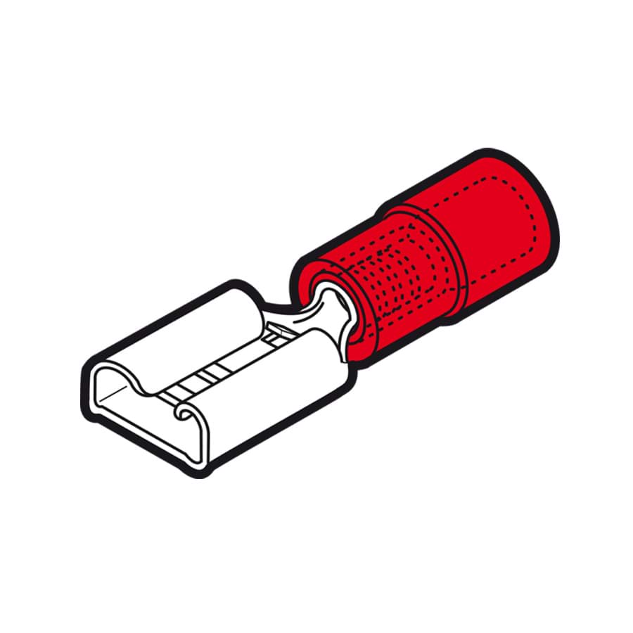 vlaksteker female geisoleerd 0.25-1.5mm2 rood 6.35x0.8mm PC-V0 VPE100