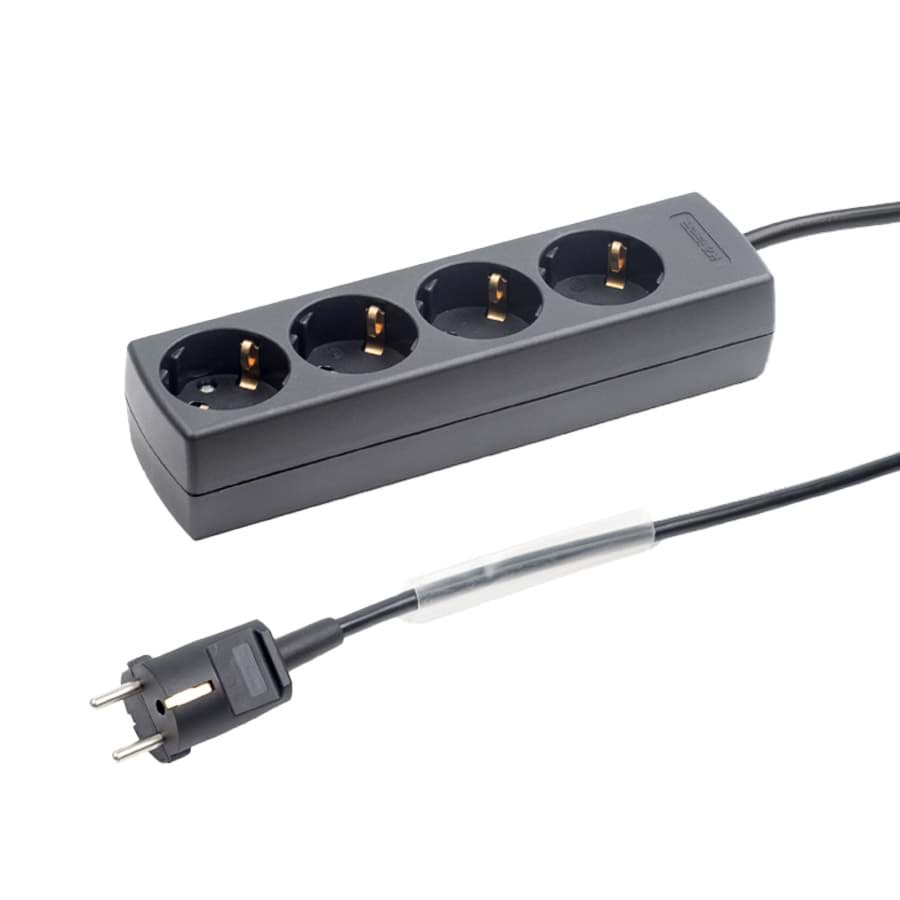 contactdoos randaarde  4v45gr zwart snoer 1,5m stekker-recht RA+BF +kk