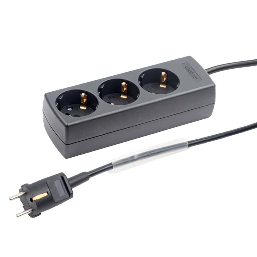 contactdoos randaarde  3v45gr zwart snoer10m stekker-recht RA+BF +kk