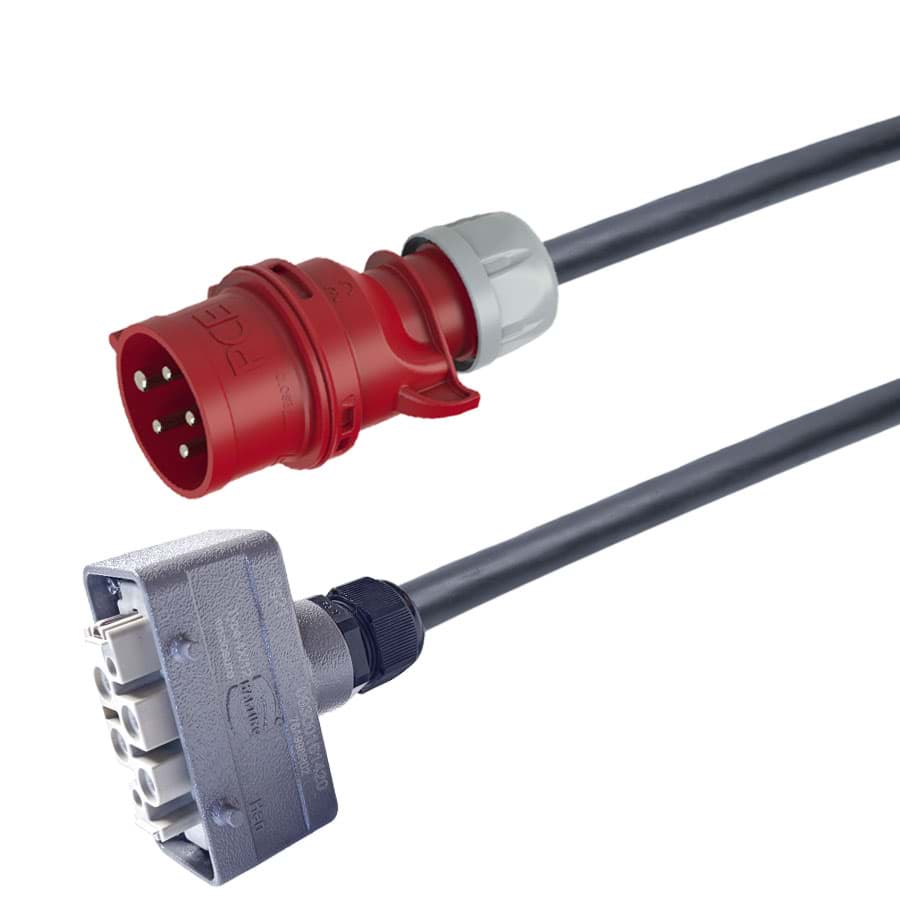 verloopkabel H07RNF 6mm2 CEE 5 pin 32A PCE > Han K4/0 5,0m