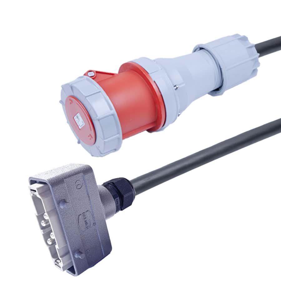 verloopkabel H07RNF 16mm2 Han K4/0 4p 80A > 5 pin 125A rood PCE  3,0m