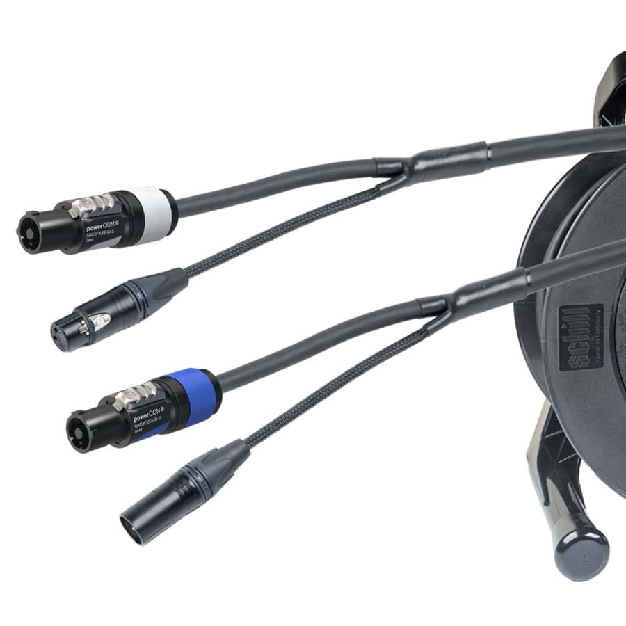 combi Power+Audio 1,5mm2 powerCON 20A + XLR3 zwart 40m d15mm+GT450