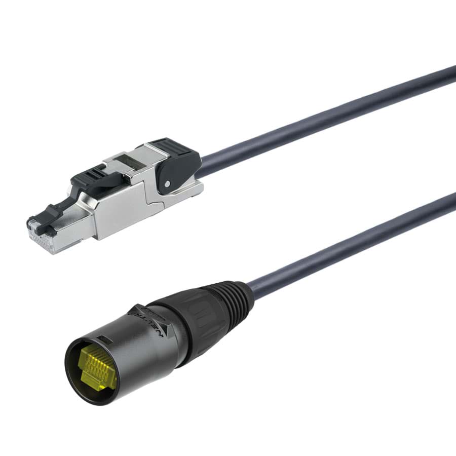 patchkabel CAT7 4P26 PUR Draka etherCON zwart > RJ45-metaal 10m