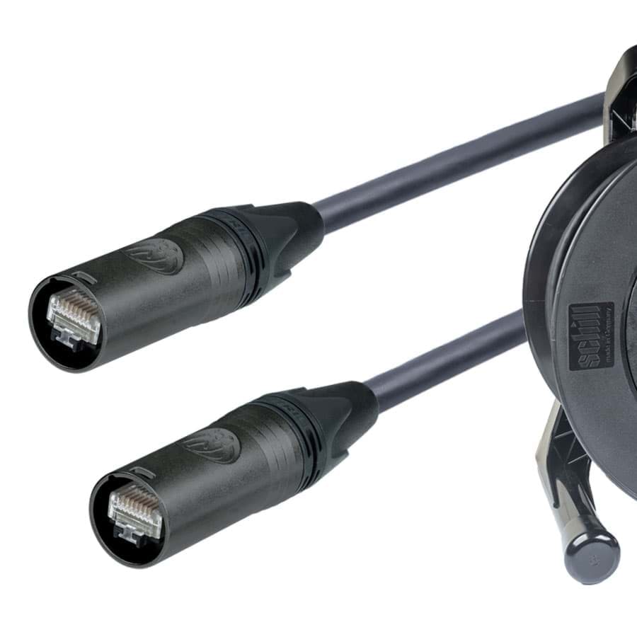patchkabel CAT7 4P23 PUR Draka etherCON zwart 90m+haspel GT380+deur