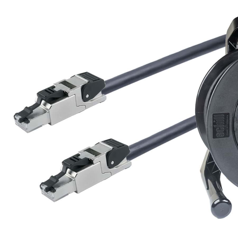 patchkabel CAT7 4P23 PUR Draka RJ45-metaal 90m + haspel GT380+deur