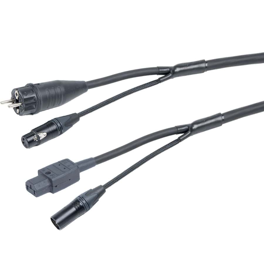 combi Power+Audio 1,5mm2 Schuko>IEC C13 + XLR3 zwart 25m d15mm