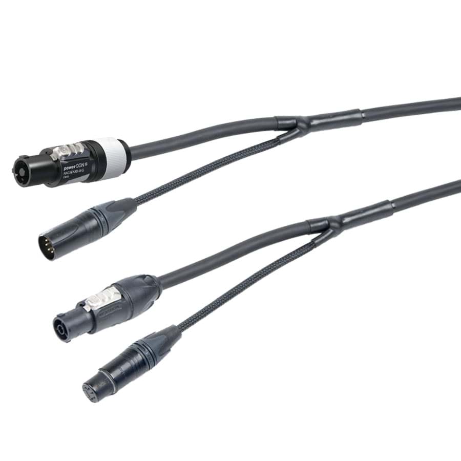 combi Power+DMX 1,5mm2 powerCON 20A>TRUE1 + XLR5-1p zwart  3,0m d10mm