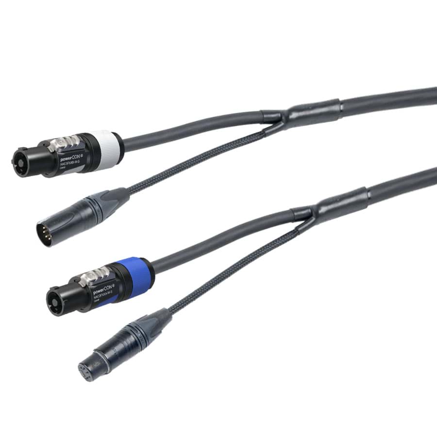 combi Power+DMX 2,5mm2 powerCON 20A + XLR5-1p zwart 20m