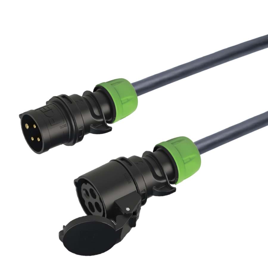 verlengkabel H07RNF 1,5mm2 CEE 4 pin 16A 400V zwart(rd)groen PCE 20m