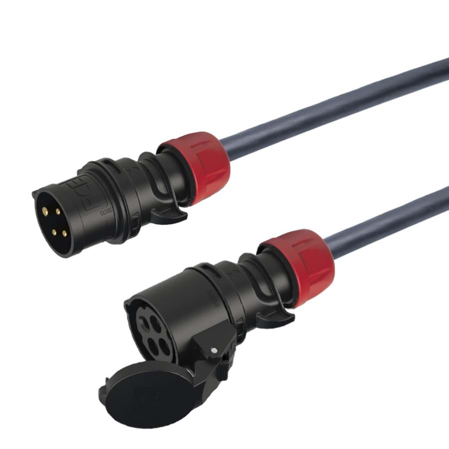 verlengkabel H07RNF 1,5mm2 CEE 4 pin 16A 400V zwart(rd)rood PCE  5,0m