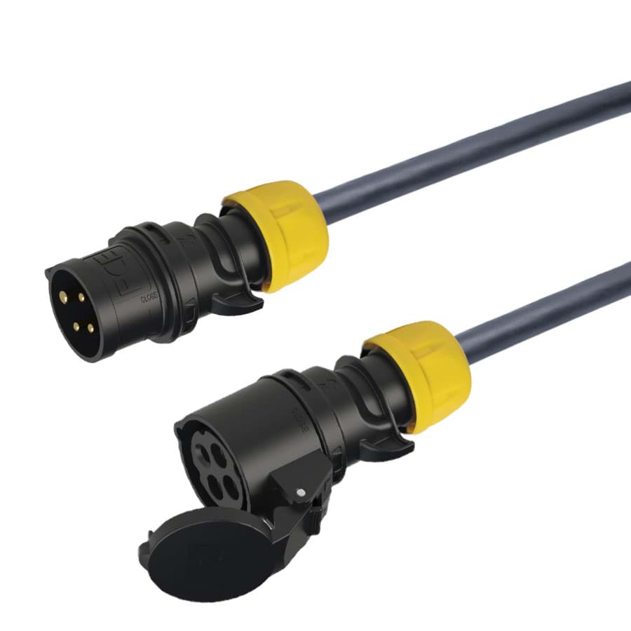 verlengkabel H07RNF 1,5mm2 CEE 4 pin 16A 400V zwart(rd)geel PCE 10m