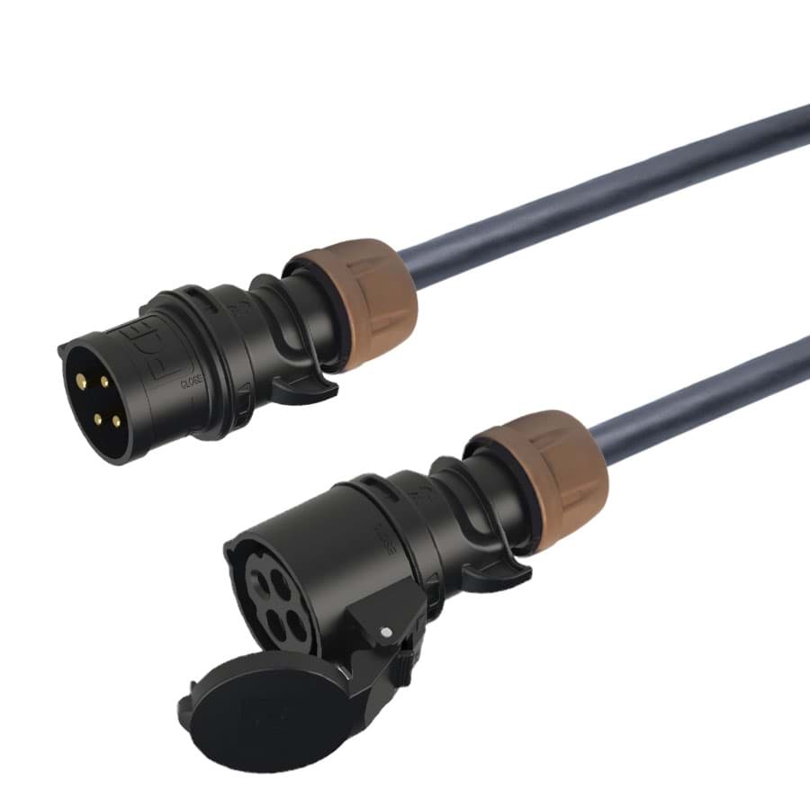 verlengkabel H07RNF 1,5mm2 CEE 4 pin 16A 400V zwart(rd)bruin PCE  2,5m