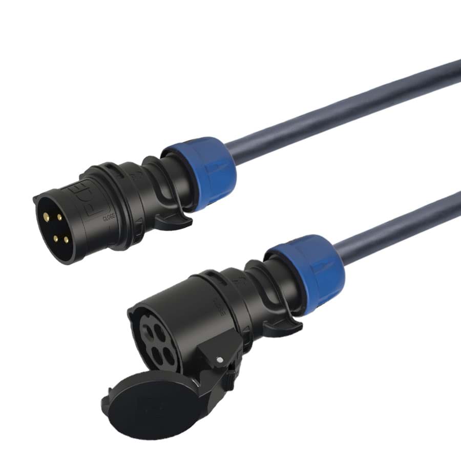 verlengkabel H07RNF 1,5mm2 CEE 4 pin 16A 400V zwart(rd)blauw PCE 15m
