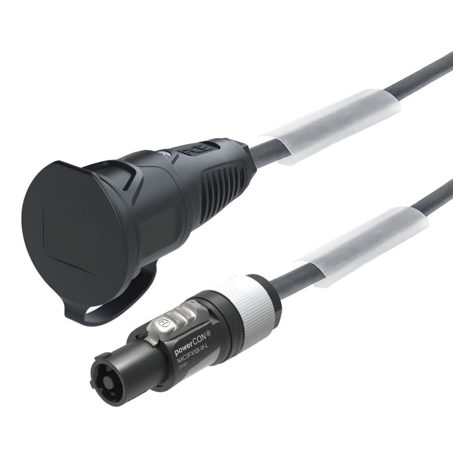 aansluitkabel H07RNF 1,5mm2 powerCON grijs > schuko koppeling  1,5m