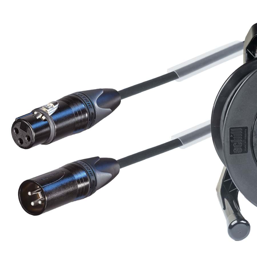 microfoonkabel FLEX zwart XLR 3p F zwart 50m+haspel GT235 +chassis-M