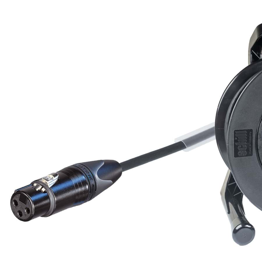 microfoonkabel FLEX zwart XLR 3p F zwart 100m+haspel GT310 +chassis-M