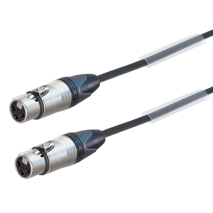 audiokabel FLEX zwart XLR 3p F>F nikkel  0,2m perivox-Neutrik