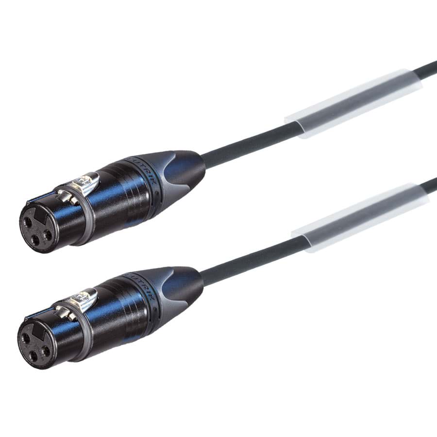 audiokabel FLEX zwart XLR 3p F>F zwart-zilver 10m perivox-Neutrik