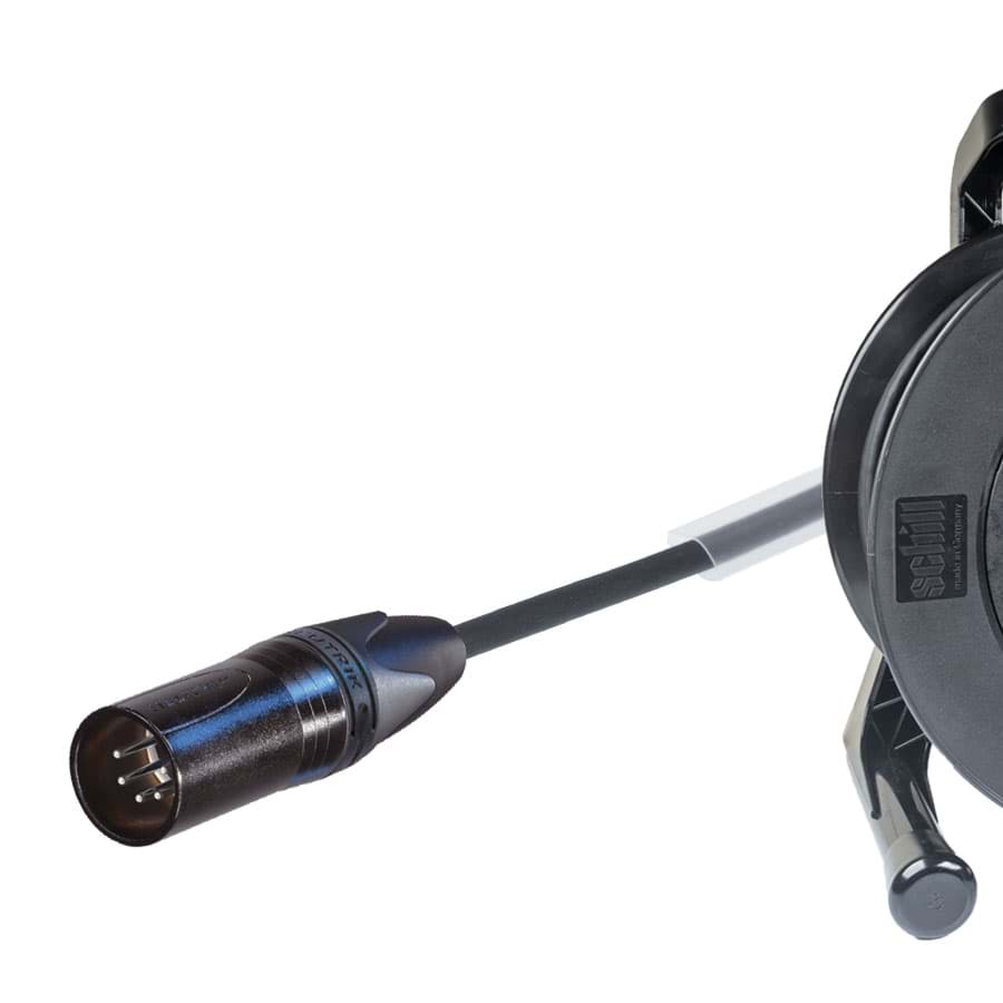 DMX kabel PATCH perivox 1 pair XLR 5p M zwart  50m+ GT235+chassis-M+F