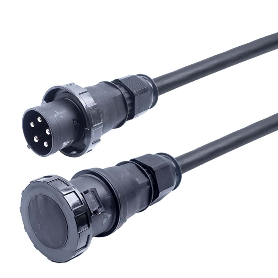 verloopkabel H07RNF 16mm2 CEE 5 pin 63A>5 pin 125A zwart(rd) Bals 5,0m